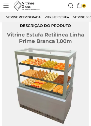 Vitrine Estufa/balcão expositor quente Linha Prime Branca 1,00 metro 220v