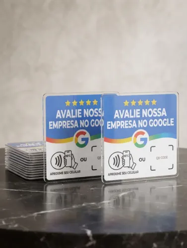 Placa de Avaliação Google (NFC + QR Code)