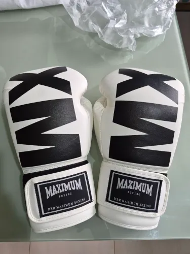 Luva de Boxe / Muay Thai Maximum MXM Inverse 14 Branca/Preta