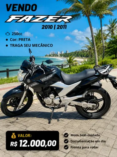 Vendo Moto Fazer 250cc Preta 110km