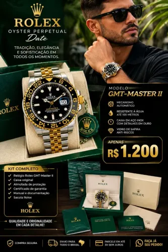 Relógio Rolex GMT-Master II - Preto e Dourado