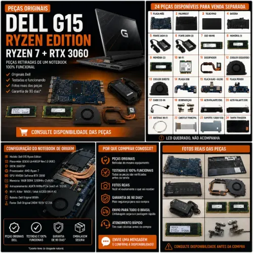 PEÇAS DELL G15 RYZEN EDITION - RYZEN 7 + RTX 3060 - ORIGINAIS