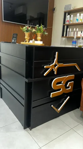 Balcão de recepção em L para recepção preto 103cm