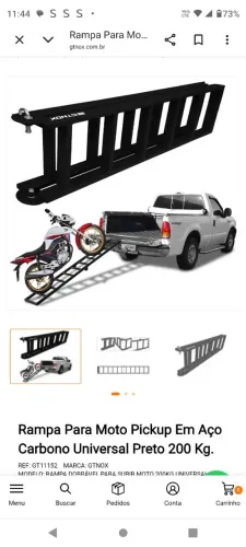 Rampa Para Moto Pickup Em Aço Carbono Universal Preto 200 Kg.
