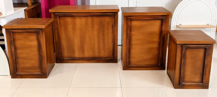 Conjunto de Mesas/Cubos Amadeirados - 4 peças