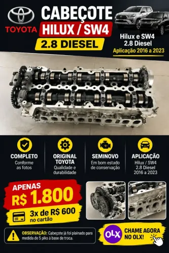 Cabeçote Toyota Hilux / Sw4 2.8 Diesel 2016 A 2023 Original