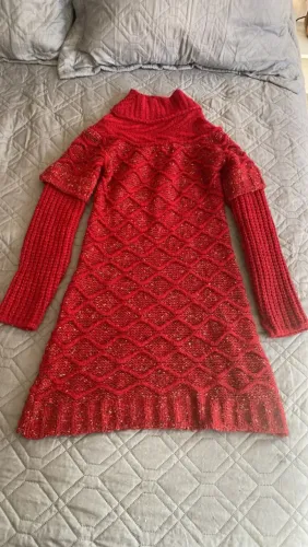 Vestido Vermelho de Tricô Manga Longa - Inverno