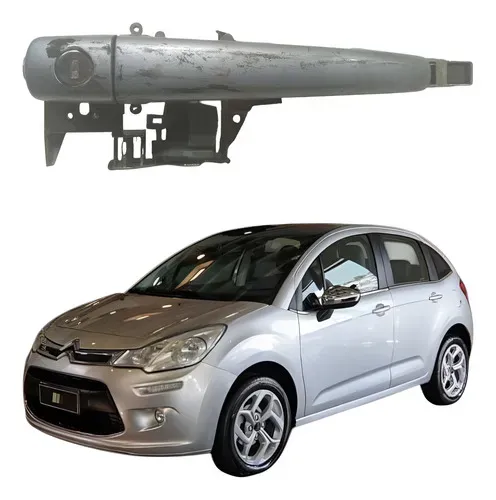 Maçaneta Externa Porta Dianteira Esquerda Citroën C3 2018 Prata Dianteira