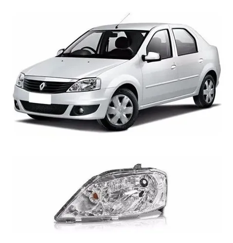 Farol renault logan cromado 2011 2012 2013 2014