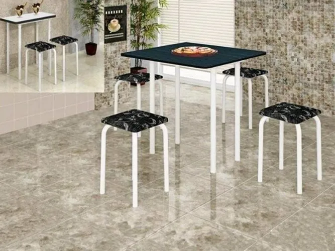 Cozinha conjunto mesa dobrável com 4 banquetas