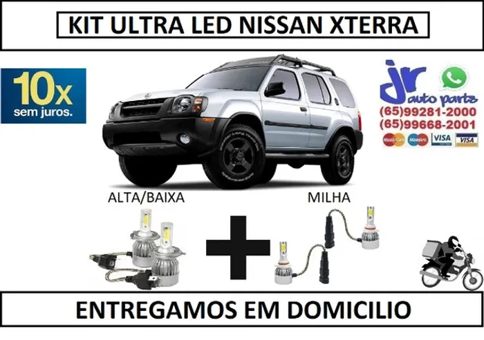 Kit Lampada Ultra LED (Alta e Baixa/Milha) Nissan XTerra 6000K 12V 24V