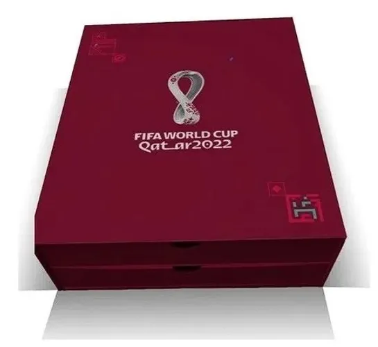Caixa para álbuns e fugurinhas panini copa do mundo fifa qatar com duas gavetas