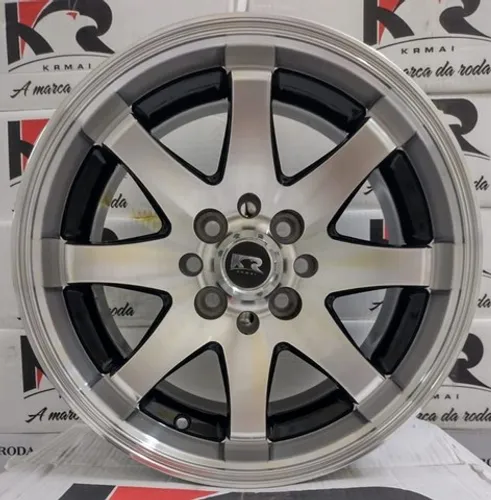 Roda aro 15 KR estrela Preta com borda diamantada taluda VW gol 4X100 jogo