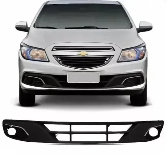 Grade Parachoque Chevrolet Onix LT / LTZ 2013 à 2016 - Friso Cromado / Furo Farol Auxiliar