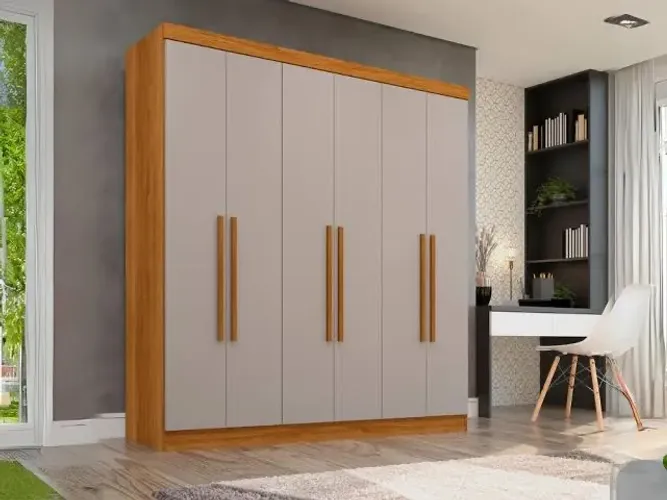 Guarda-roupa 6 portas Recife corrediças metálicas 153CM - FRETE GRÁTIS