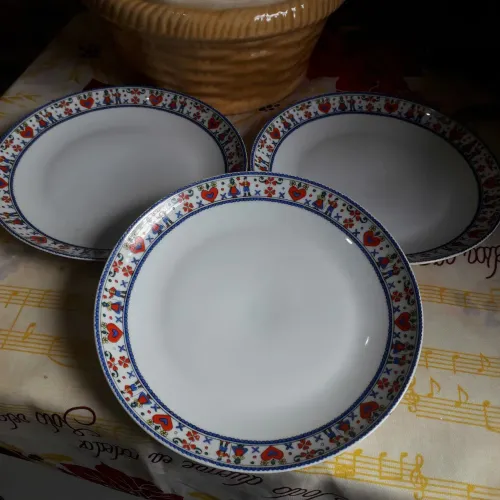3 pratos de sobremesa porcelana schimth