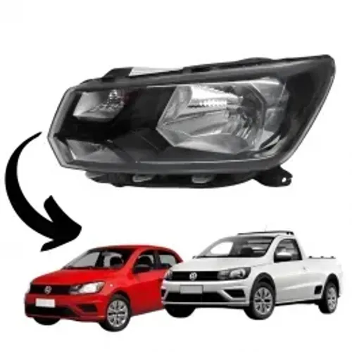 Farol mascara negra foco simples para Gol e Saveiro G8 2017a 2023
