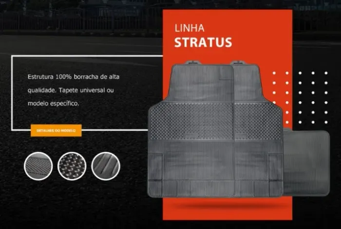 JOGO TAPETE AUTOMOTIVO UNIVERSAL 5 PECAS 100% BORRACHA