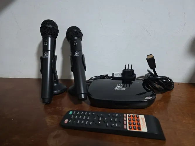 Sistema de Karaoke VSK2.5 com 2 Microfones Sem Fio