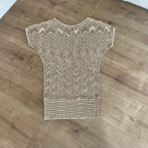 Blusa de fios manga curta tam P Bege