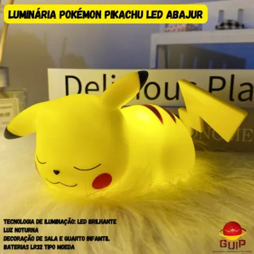Luminária Led Pokémon Abajur Quarto