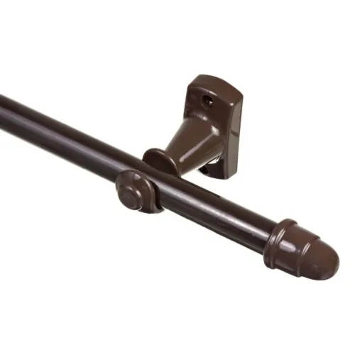 Varão Para Cortina Marrom 2 Metros 19mm Com Suporte e Ponteira 