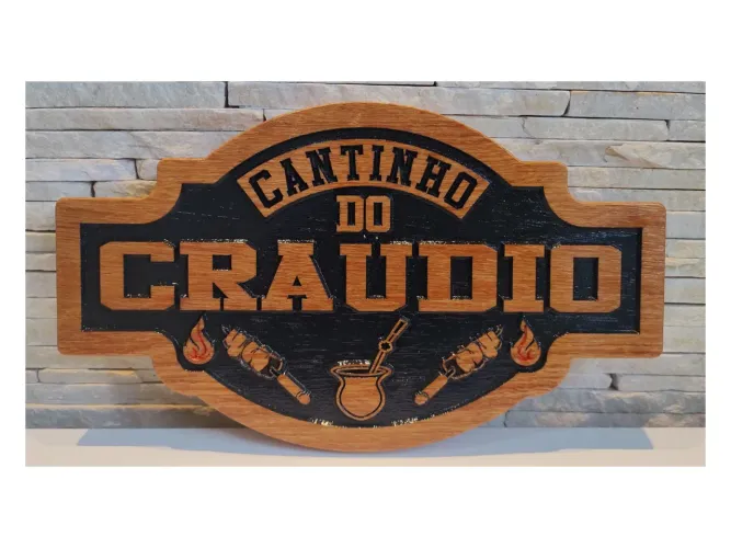 Placa Cantinho do Craudio - Decoração Artesanal