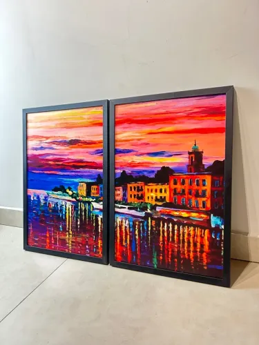 Quadros Decorativos Pincelada Paisagem Urbana 60x40 cada