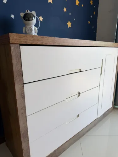 Cômoda Matic Infantil - Branco com Freijó | Ótimo Estado