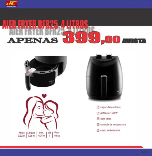Air Fryer 4 litros BFR25 direto de fábrica com Garantia