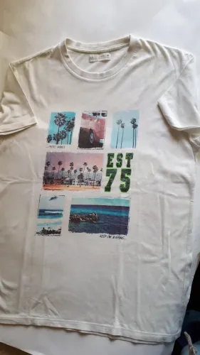 Camiseta Infantil Marca Zara - Tam 11/12 - Branca c/ Estampa - usada em ótimo estado
