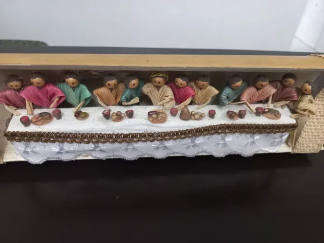Cena da Última Ceia em Palha - Decoração Religiosa