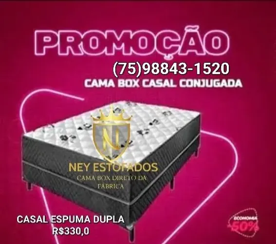 Cama Box Casal Conjugada Espuma Dupla - Ney Estofados