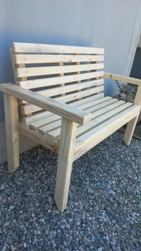 Banco de madeira com encosto, rústico para jardim