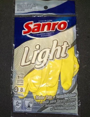 Luva Light Amarela Forrada Sanro G kit com 75 pares a unidade sai $2,80