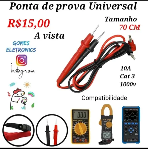 Ponta de Prova Universal p/ Multímetro R$15,00