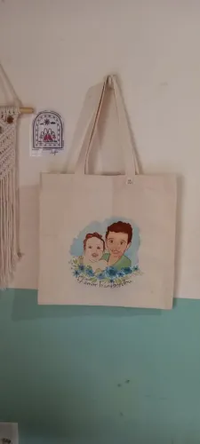 Ecobag personalizada afetiva em aquarela