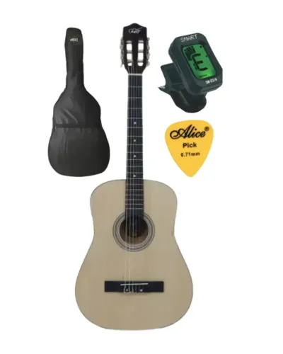 Kit Violão Nylon Acustico Mxt 38c Nt Natural C/ Capa - Afinador e Palheta