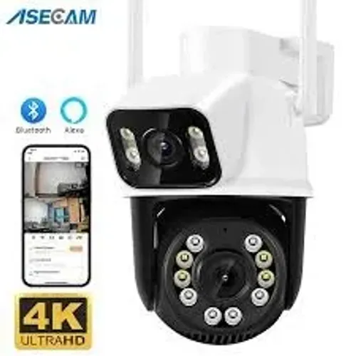 cameras vigilância wifi 8MP 4K, lente dupla com tela dupla, AI Detecção humana Rastreament