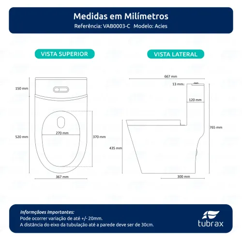 Vaso Sanitário Monobloco Cerâmica Modelo Acies