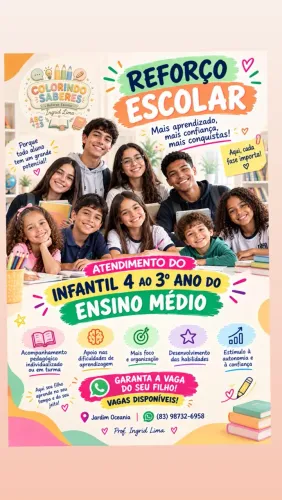 Reforço escolar do infantil 4 ao ensino médio