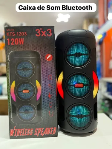 Caixa Bluetooth Potente 120W + Microfone ? Karaokê e Festa