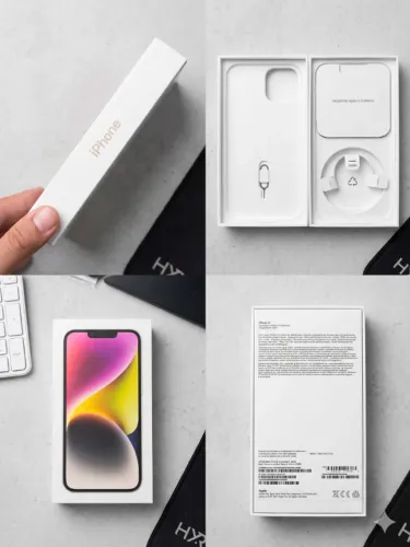 Caixa Original iPhone 14 Estelar (Starlight) 128GB - Completa e Impecável
