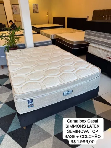 Colchão de Casal SIMMONS LÁTEX SEMINOVO TOP - Entrego! A