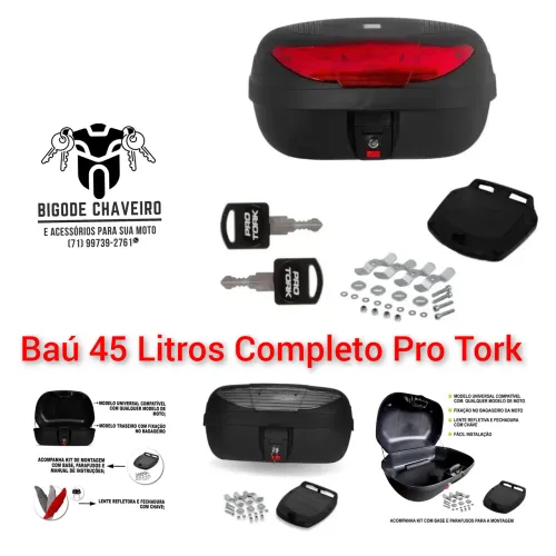 Baú 45 Litros Pro Tork + Base + Parafusos + 2 Chaves.<br>