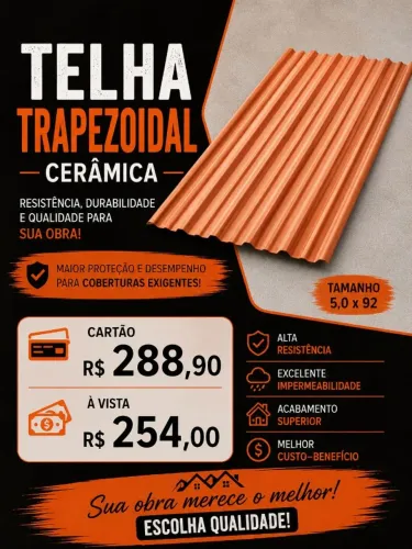 telha trapezoidal cerâmica  5x0,92