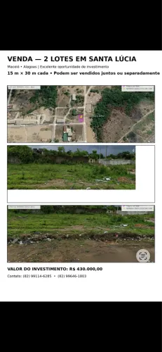 Excelente oportunidade _2 lotes em Santa Lúcia