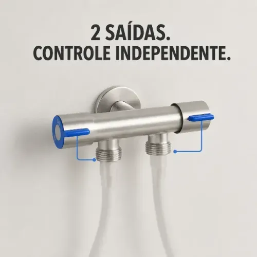 Registro Duplo inox 1/2 para Ducha Higiênica Vaso Torneira - Novo a pronta entrega