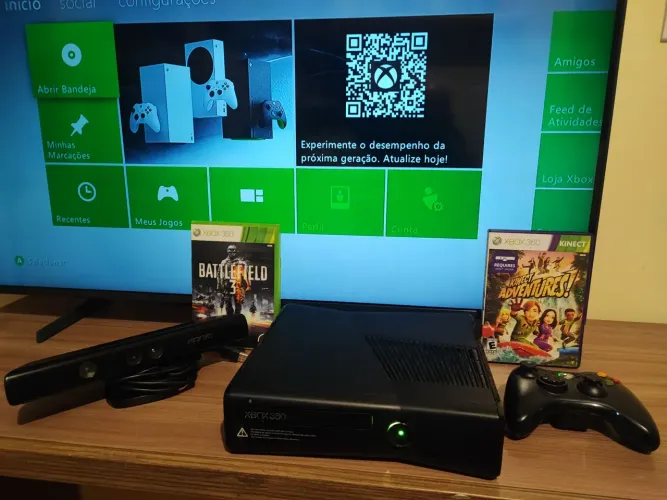 Vendo Xbox 360 Slim + Controle + Kinect + Jogos