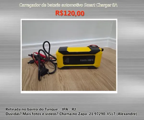 Carregador de Bateria Automotivo Smart Charger 8A Inteligente - Bivolt - 12V